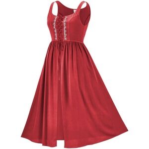 HolyClothing Liesl Overdress Limited Poppy Red Lace Up Medieval Maxi Dress L